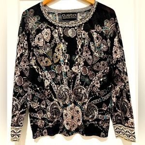 Vintage Custo Barcelona Metallic Grande Jewel Sweater Wool Lightweight / Med